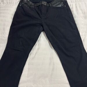 GAP Black Women's Pants with Faux Leather Trim